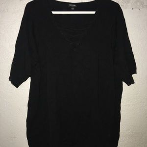 Torrid black shirt with cross cross front